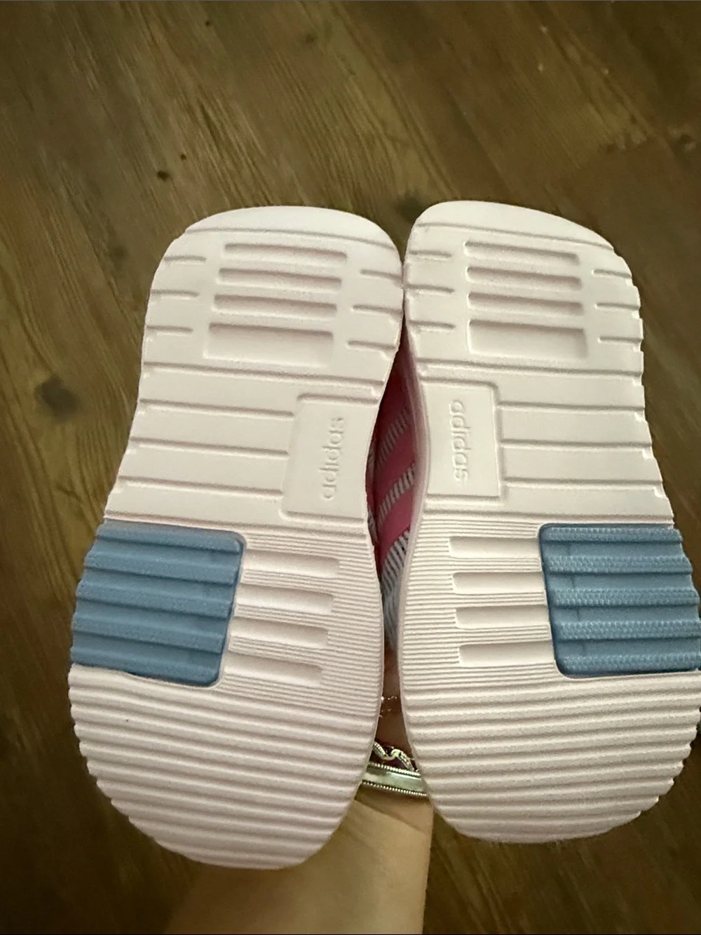 adidas Kids Pink, White & Lilac Athletic Sneakers one pink untreated dot